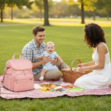 family with StitchCraft Diaper Bag pink